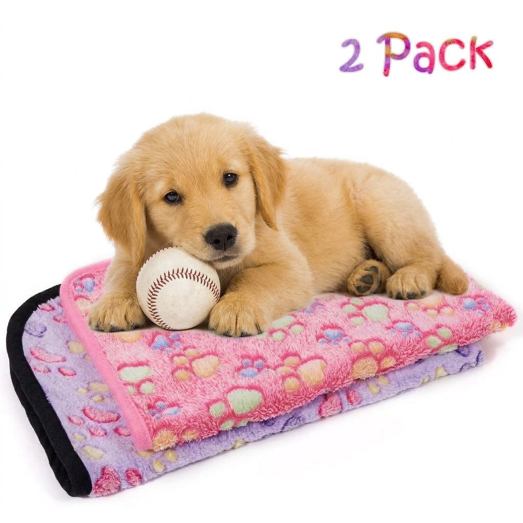 Paw Print Pet Blankets, 2-Pack