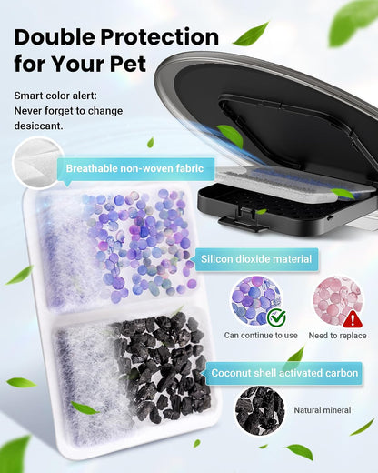 Automatic Cat Feeder for 3 Cats, 6L/25 Cups Smart Wifi Pet Feeder, Strong Anti-Jam System, Dual-Effect Desiccant Cat Food Dispenser, with 10S Voice Recorder for Cats and Small Dog(Black)