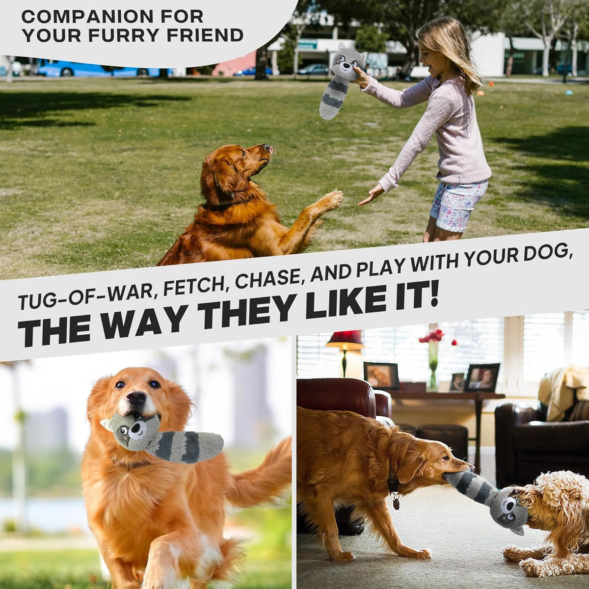 Squeaky Dog Toys for Aggressive Chewers, 3 in 1, Tough Dog Ball