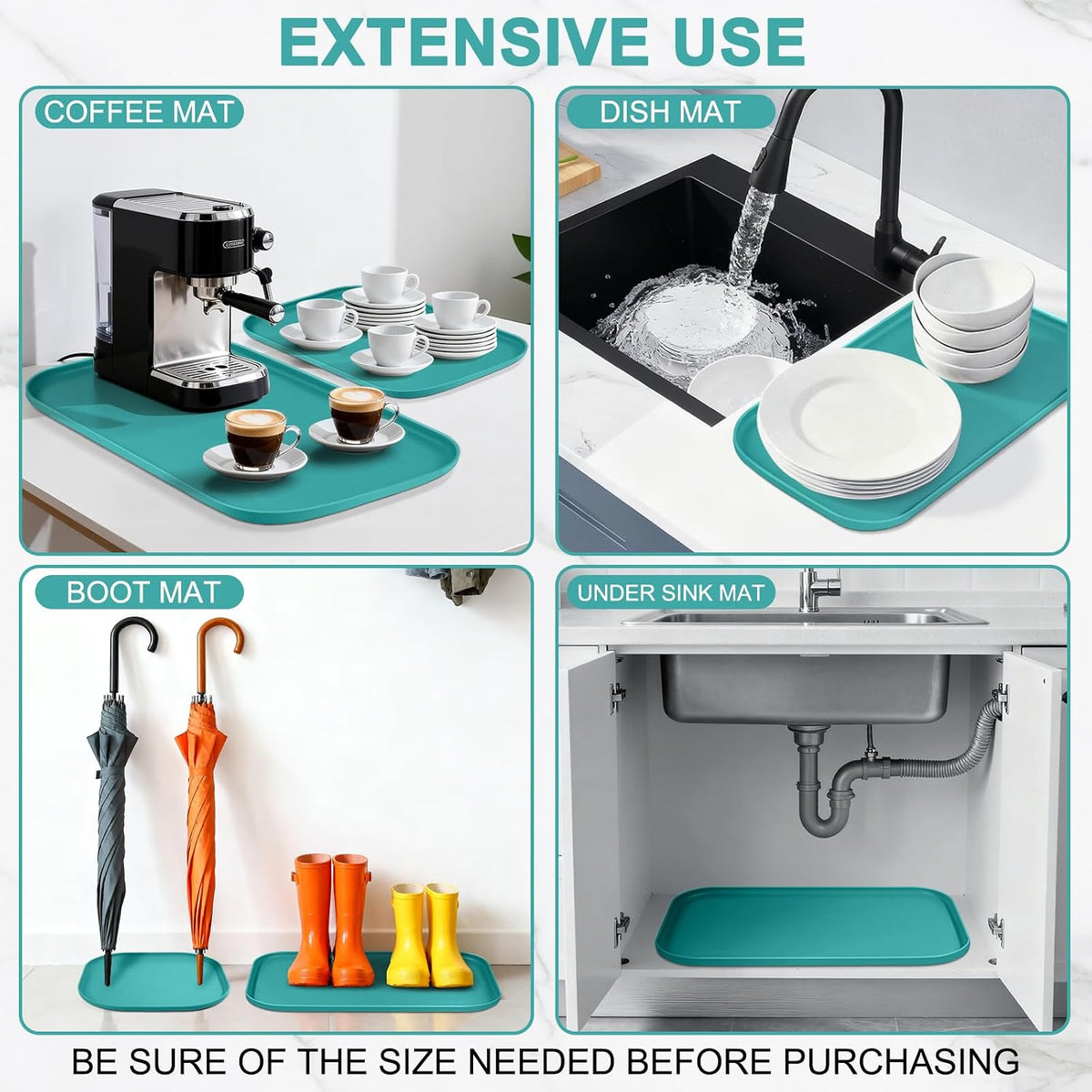 Waterproof Silicone Pet Food Mat with Raised Edge for Dog & Cat