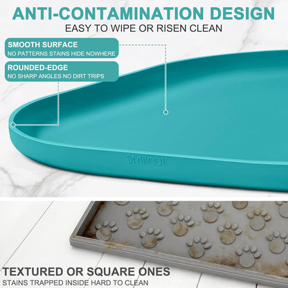 Waterproof Silicone Pet Food Mat with Raised Edge for Dog & Cat